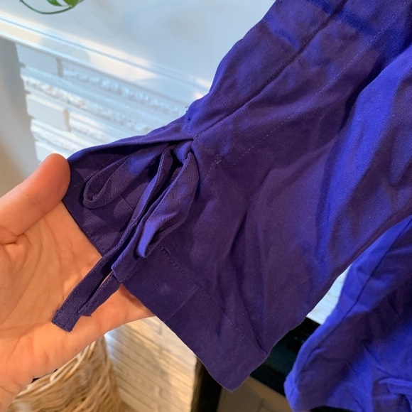 Soft Surroundings NEW 100% Tencel Purple Button Up Trapeze Hem Collared Top M - Picture 4 of 8